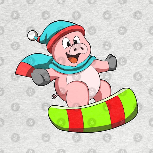 Pig at Snowboarding with Snowboard by Markus Schnabel